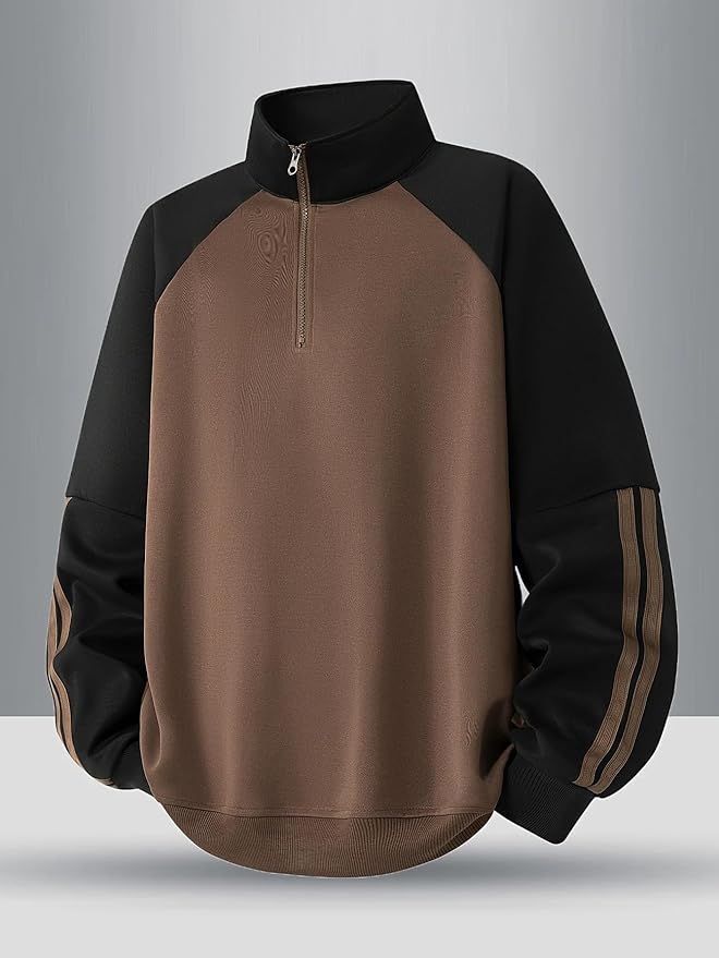 Trillion Half Zipper Solid Sweatshirt for Men (Regular Fit Polyester Blend) younik