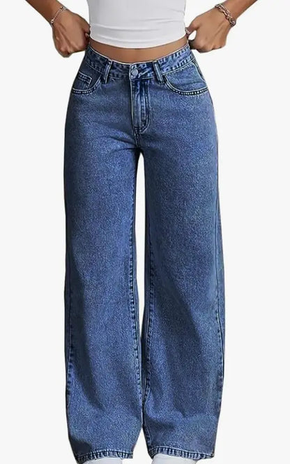Nifty Women's Denim Stretchable High Waist Light Wash Baggy Jeans younik
