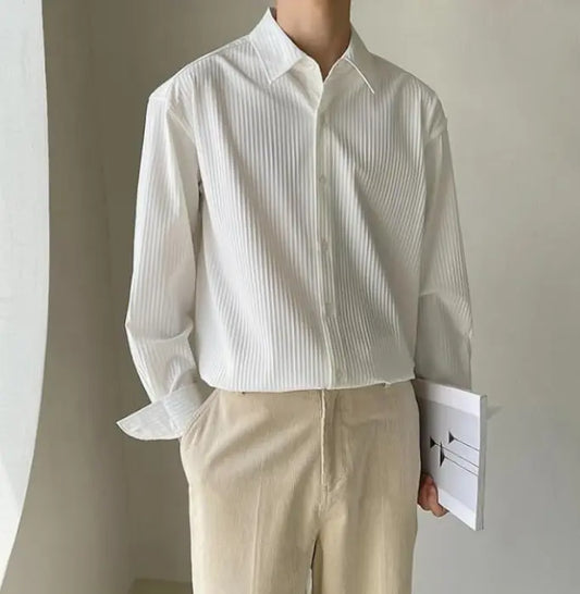 GRECIILOOKS Men's Formal Button Down Shirt – Slim Fit Polycotton Shirt's for Men | Textured Full Sleeve| Business & Meeting Ready younik