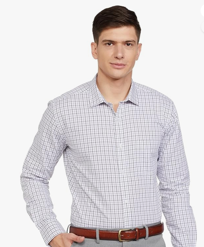 Checks Pattern Slim Fit Semi Cutaway Collar Full Sleeve Formal Shirt younik