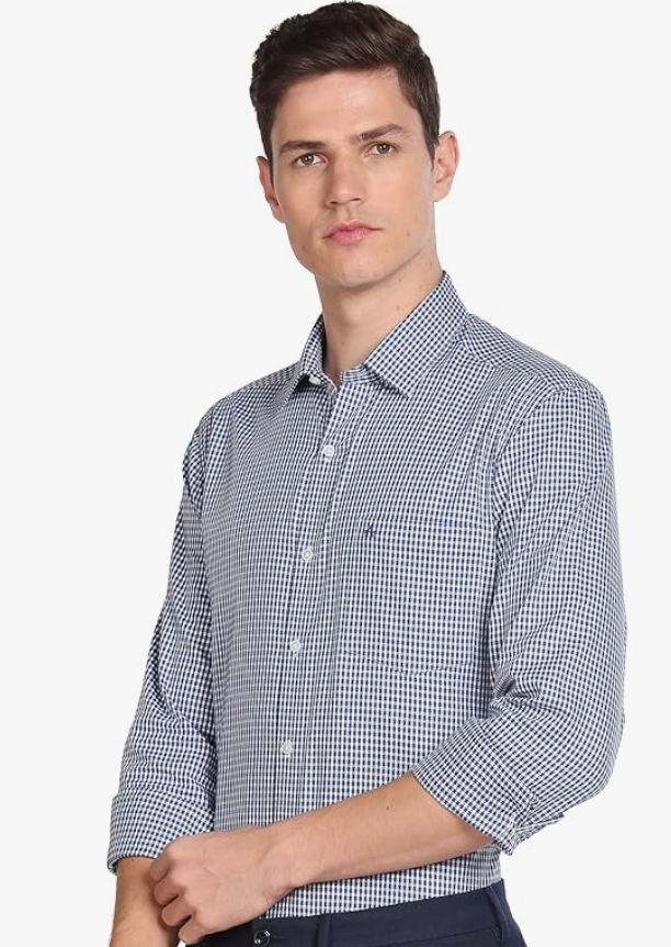 Arrow Men's Checkered Full Sleeve Slim Fit Cutaway Collar Cotton Formal Shirt younik