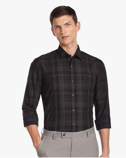 Arrow Men's Checkered Full Sleeve Slim Fit Cutaway Collar Cotton Formal Shirt younik