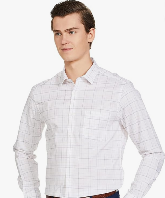 Arrow Men's Checkered Full Sleeve Slim Fit Cutaway Collar Cotton Formal Shirt younik