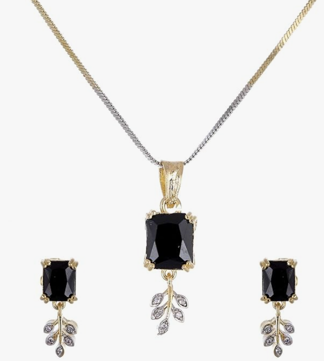 ZENEME Gold-plated and Cubic Zirconia Pendant Necklace Set for Women & Girls younik