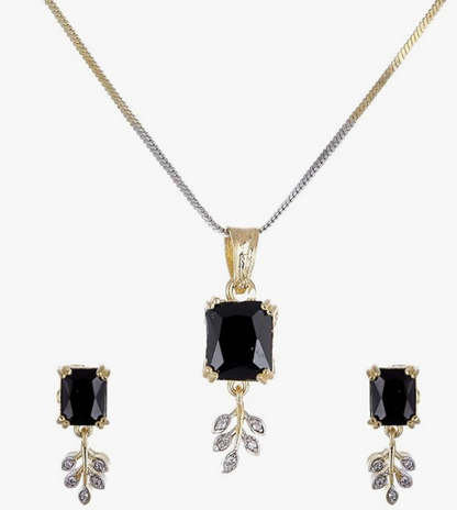 ZENEME Gold-plated and Cubic Zirconia Pendant Necklace Set for Women & Girls younik