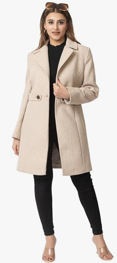 ELEVEIGHT Winter Wear Soft & Warm Brushed TWEED Full Sleeve Coat For Women's younik