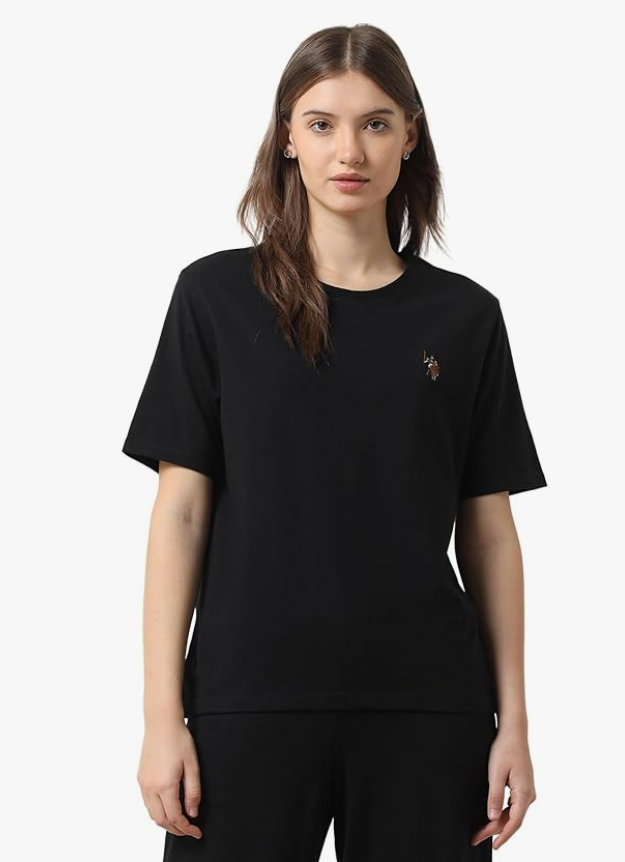 U.S. POLO ASSN. Women's Cotton Solid Loose Fit T-Shirt younik