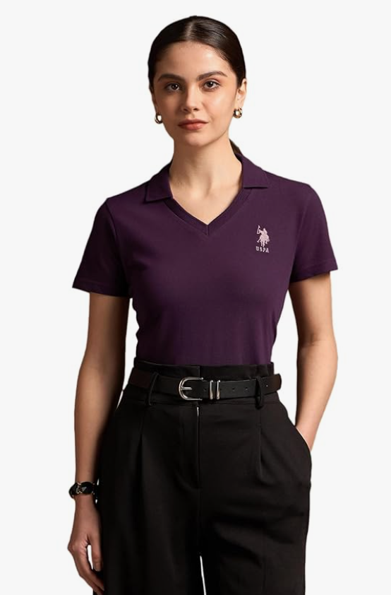 U.S. POLO ASSN. Women's Cotton Regular Fit Solid Polo Shirt younik