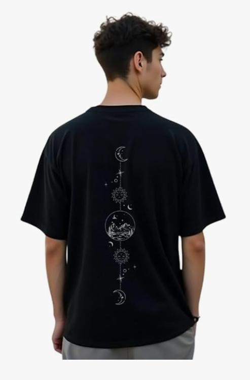 NOBERO Men's Cotton Oversized Fit Graphic Print T-Shirt younik