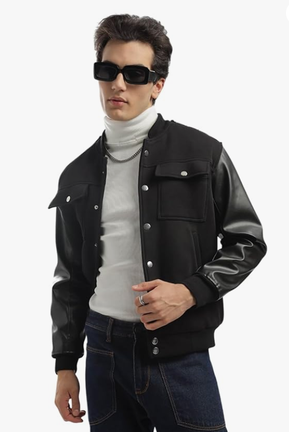 Overlays Men's Winged Warrior Jacket | Winter Wear for Men | Cotton & Polyester Blend | Comfortable Winter Jacket for Mens | Black younik
