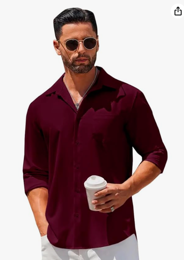 Vogaan Men's Solid Slim Fit Soft Touch Cotton Shirt | Full Sleeves Casual Shirt with younik