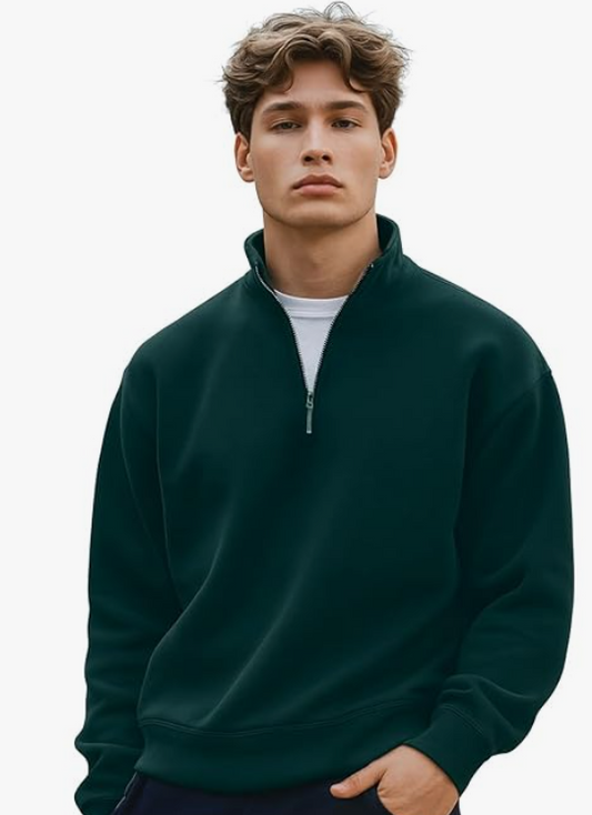 Nobero Mockneck Sweatshirts for Man Stylish | 280 GSM Rich Cotton Fleece Regular Fit Full Sleeve Sweatshirt for Men | Stylish Casual Wear Winter Sweatshirt for Men younik