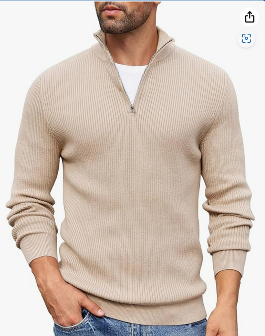 DENIMHOLIC Men High Neck Zipper Full Sleeve Cotton Knitted Winter Sweater for Man younik