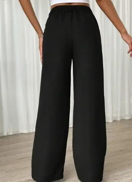 Women Straight Fit Black Lycra Blend Trousers younik