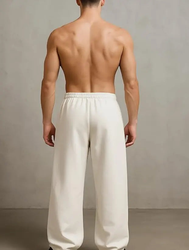 LEGASUS Aesthetic Gothic Wide Leg Pants for Men | Tribal Print Baggy Streetwear | Oversized Track Pants with Elastic Waist | Black and White Relaxed Fit Bottoms younik