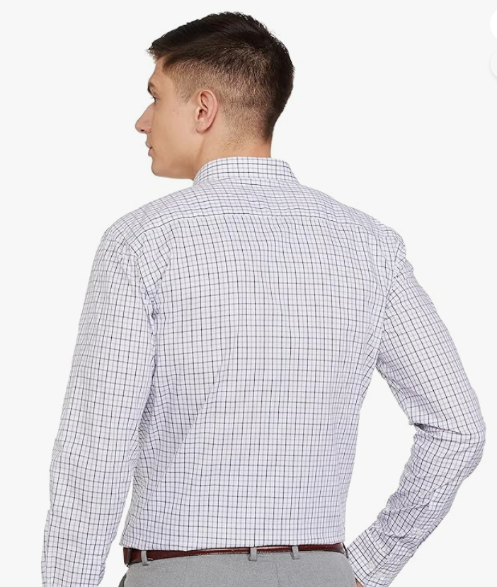 Checks Pattern Slim Fit Semi Cutaway Collar Full Sleeve Formal Shirt younik