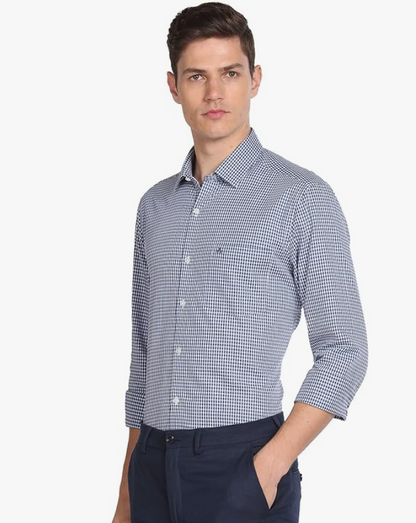 Arrow Men's Checkered Full Sleeve Slim Fit Cutaway Collar Cotton Formal Shirt younik