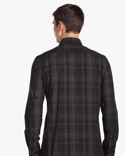 Arrow Men's Checkered Full Sleeve Slim Fit Cutaway Collar Cotton Formal Shirt younik