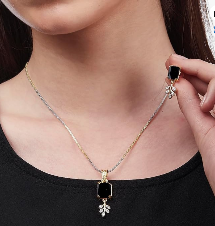 ZENEME Gold-plated and Cubic Zirconia Pendant Necklace Set for Women & Girls younik