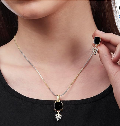 ZENEME Gold-plated and Cubic Zirconia Pendant Necklace Set for Women & Girls younik