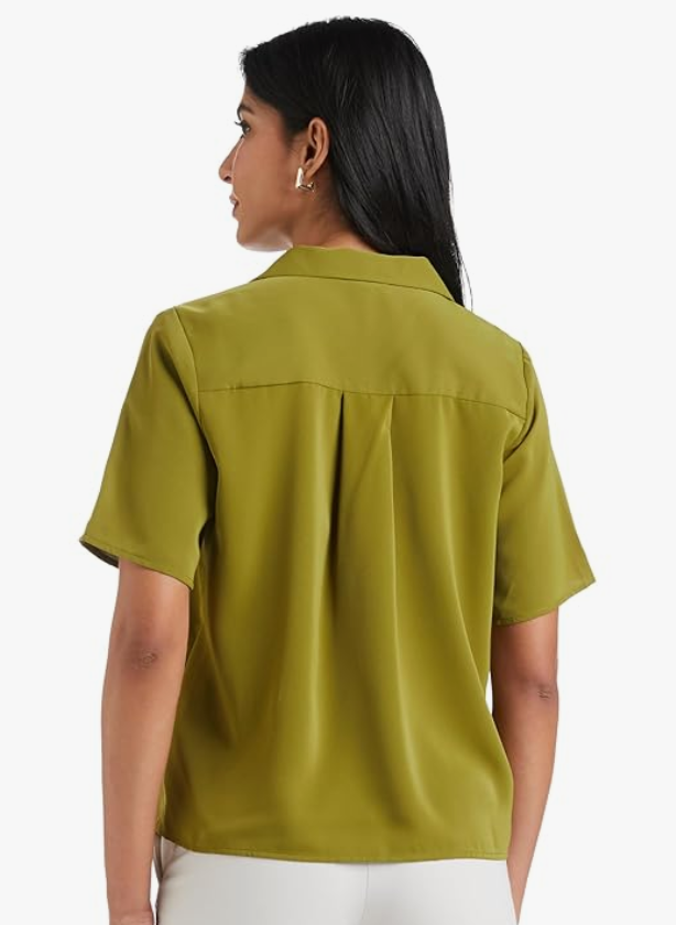 Van Heusen Women Polyester Regular Fit Solid Half Sleeve Casual Shirt younik