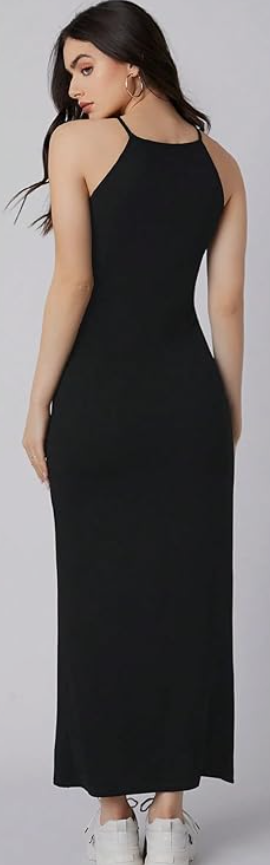 Aahwan Solid Halter Neck Solid Bodycon Midi Dress for Women's & Girl's younik