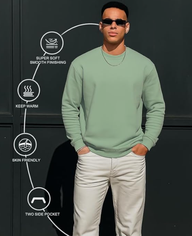 Sleepynuts Men's Full Sleeve Round Neck Fleece Sweatshirt younik