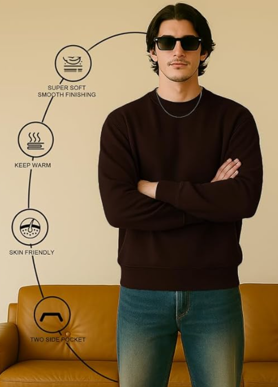 Sleepynuts Men's Full Sleeve Round Neck Fleece Sweatshirt younik