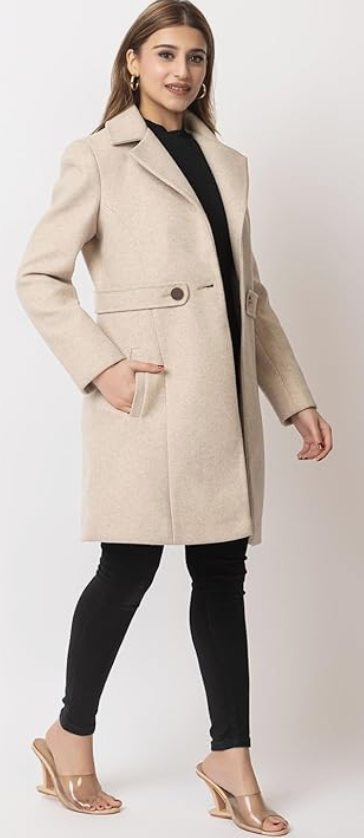 ELEVEIGHT Winter Wear Soft & Warm Brushed TWEED Full Sleeve Coat For Women's younik