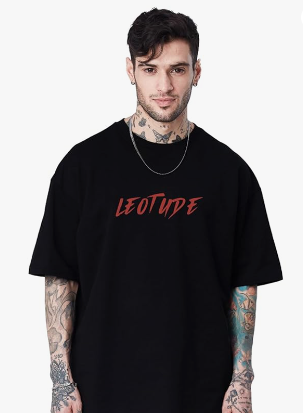 LEOTUDE Men's Cotton Oversized Fit Oversized Tshirt Drop Shoulder ful Printed Combos (Pack of 3) younik