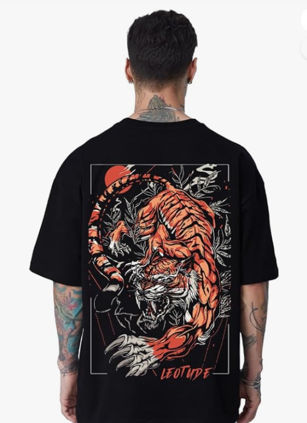 LEOTUDE Men's Cotton Oversized Fit Oversized Tshirt Drop Shoulder ful Printed Combos (Pack of 3) younik