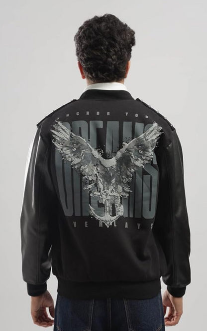 Overlays Men's Winged Warrior Jacket | Winter Wear for Men | Cotton & Polyester Blend | Comfortable Winter Jacket for Mens | Black younik