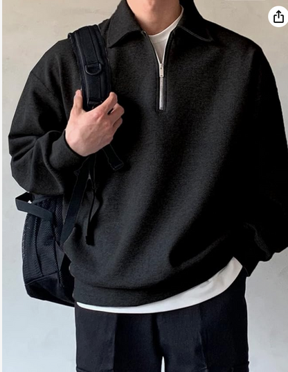 TAGDO Men's Solid Oversize Sweatshirt (2001) younik