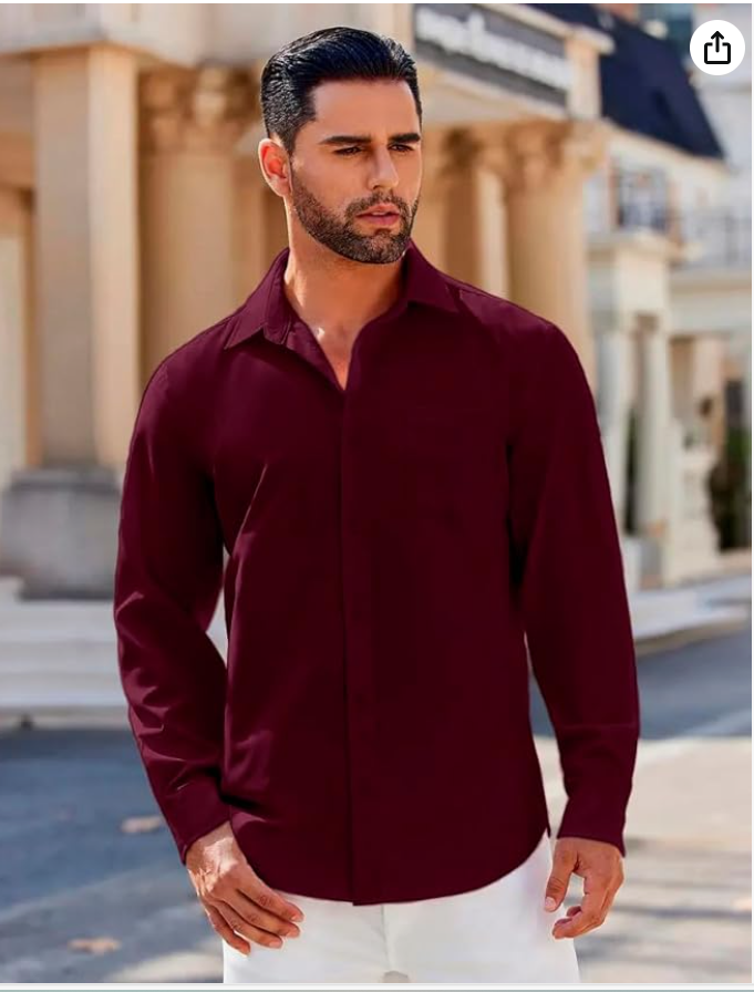 Vogaan Men's Solid Slim Fit Soft Touch Cotton Shirt | Full Sleeves Casual Shirt with younik